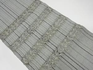 リサイクル　変わり織縞に横縞・抽象模様織出し名古屋帯